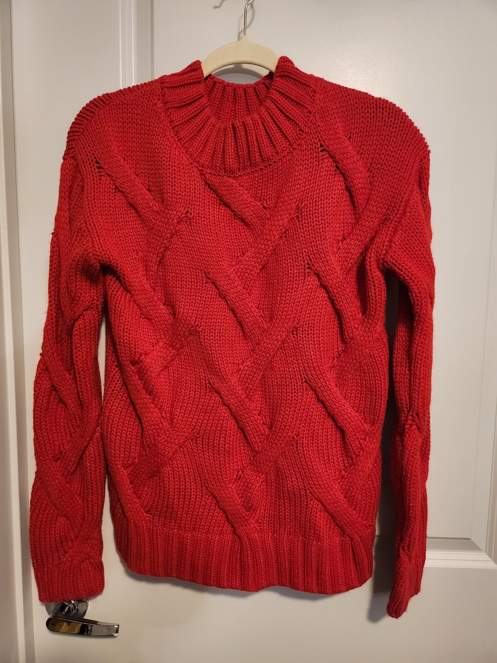 Love By Design Men's Red Cable Knit Turtleneck Sweater
